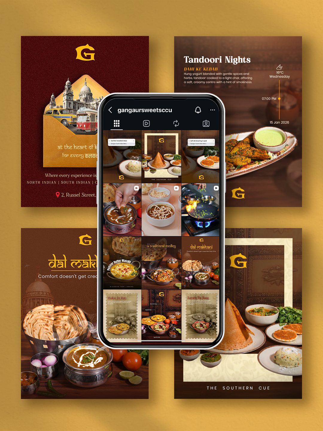Gangaur Sweets and Restaurant Instagram grid by Digitool